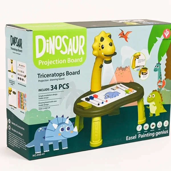 Kresliaci projektor pre deti s motívom dinosaura na batérie - ružový