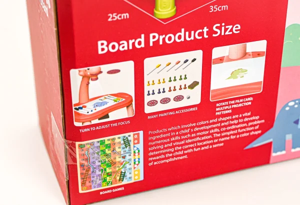 Kresliaci projektor pre deti s motívom dinosaura na batérie - ružový