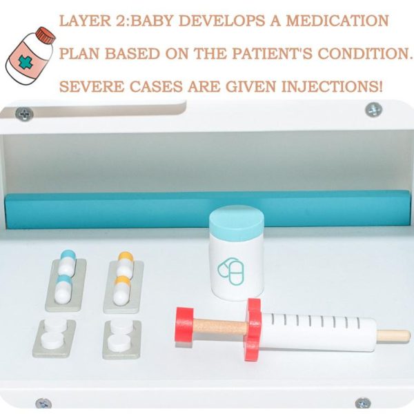 BABIBO Drevený Detský Lekársky Vozík s príslušenstvom 22ks