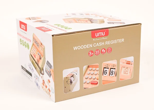 WOODEN CASH REGISTER_3 Pokladňa s príslušenstvom 35ks